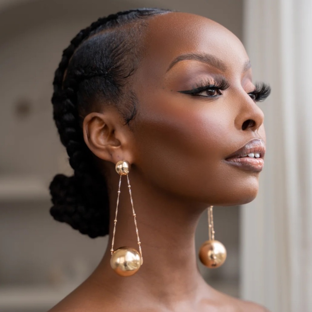 Gold Ball Dangle Earrings NWOT